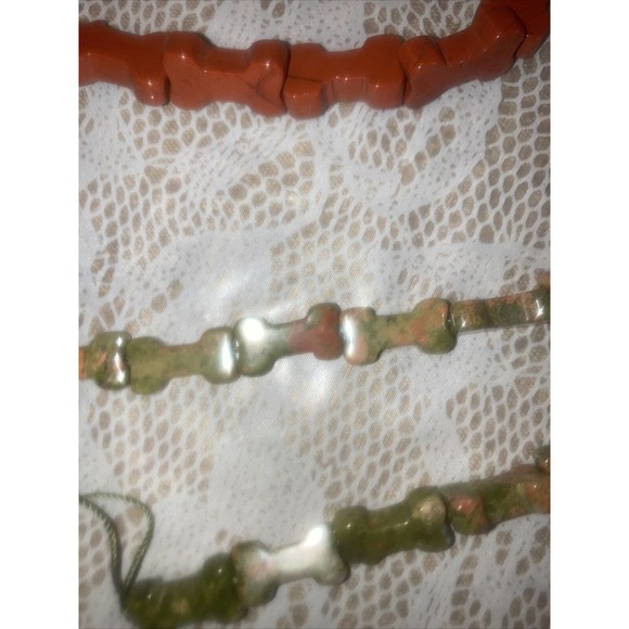 69 Ceramic Dog Bones Jewelry Making 1” & 7/8” Brown And Multicolor - Picture 4 of 4